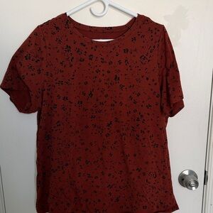 Modern/Moderne Terracotta Floral Short Sleeve Top